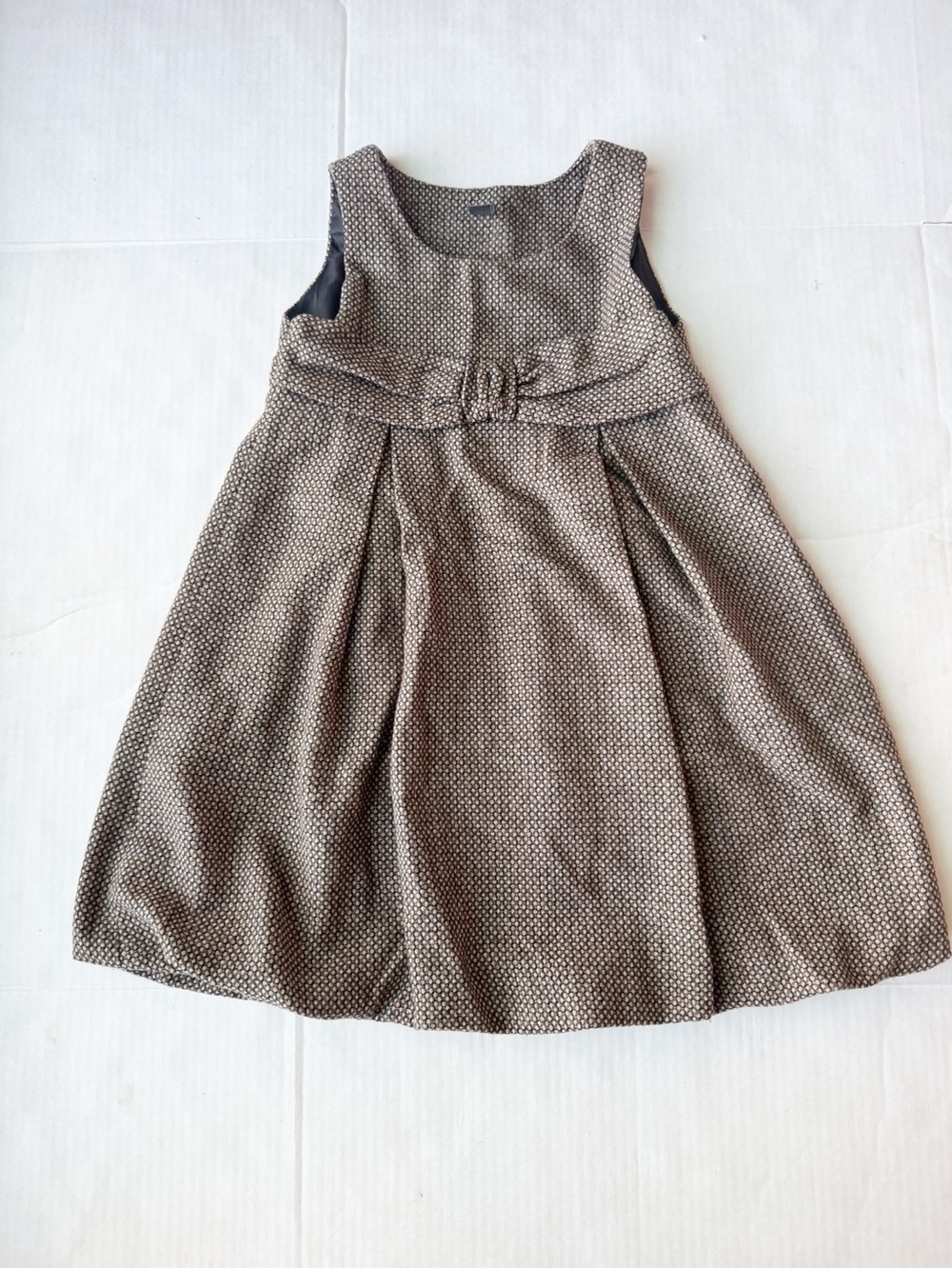 Zara Girl Wool Tweed Pinafore Jumper Dress in Brown size 9-10Y